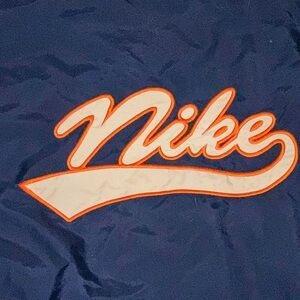 Vintage Y2K Nike Bomber Jacket Zippered Navy & Orange Lined Men’s Large
